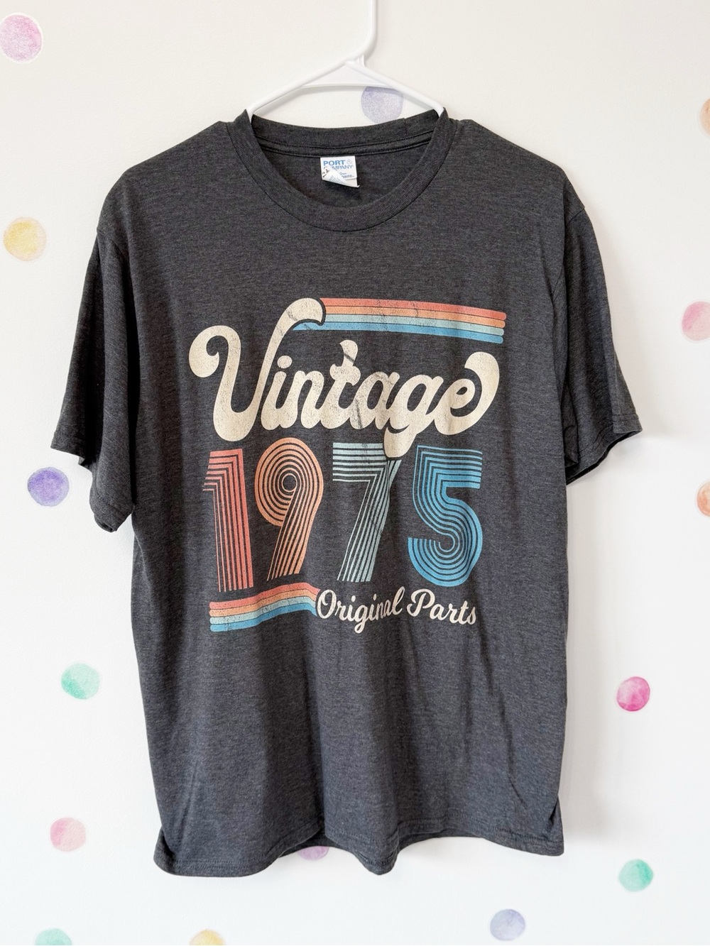 Vintage 1975 Graphic Men's Tee - Charcoal